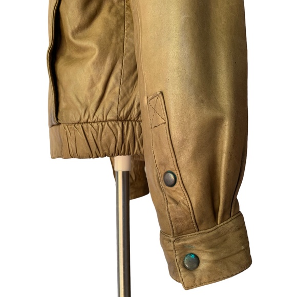 M Julian for Wilson’s Leather Tan Distressed Leather Bomber/Aviator Jacket - Picture 8 of 16